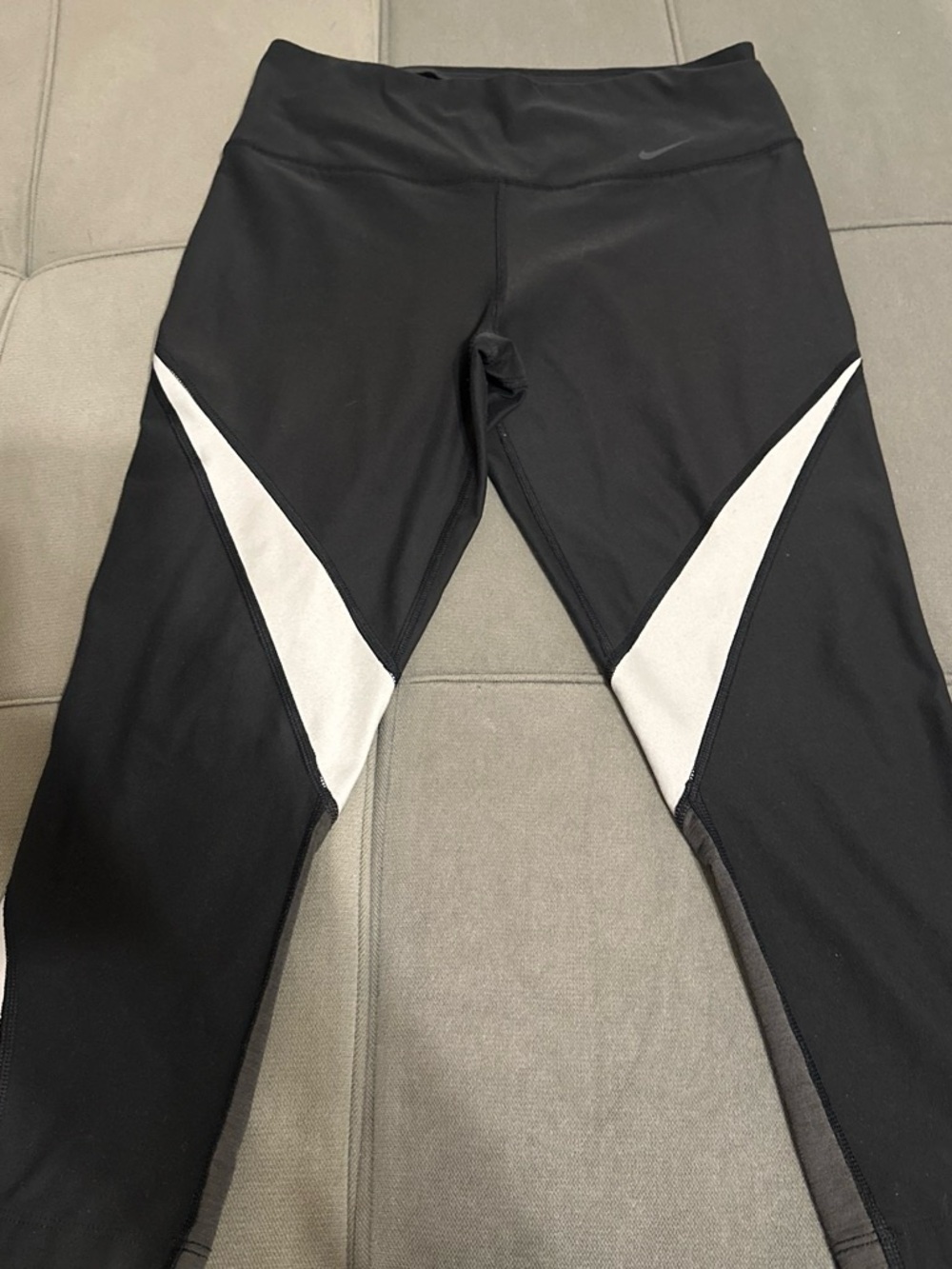 Nike Black Leggings with White Chevron Accents